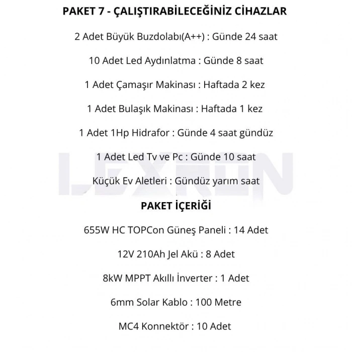 8kW JEL AKÜLÜ SOLAR PAKET SİSTEM 1 (PAKET 7)
