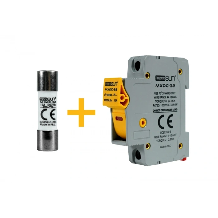 DC Sigorta + Sigorta Yuvası (20A 1000V) - 12 Adet