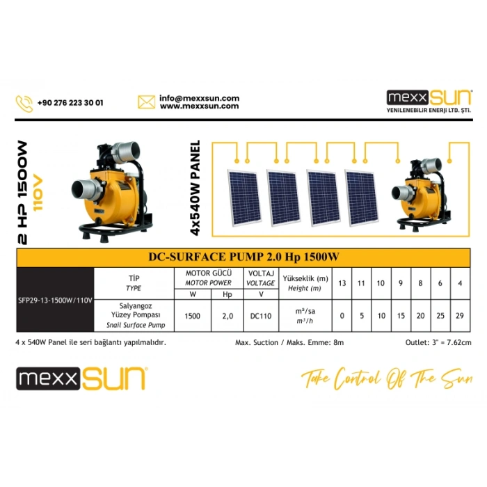 DC Yüzey Pompa 2Hp 1500W (SFP29-13-1500W/110V)