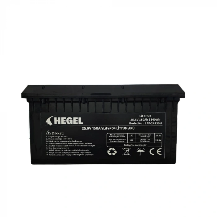 HEGEL LİFEPO4 LİTYUM AKÜ 25.6V 150AH 3840Wh BLUETOOTHLU