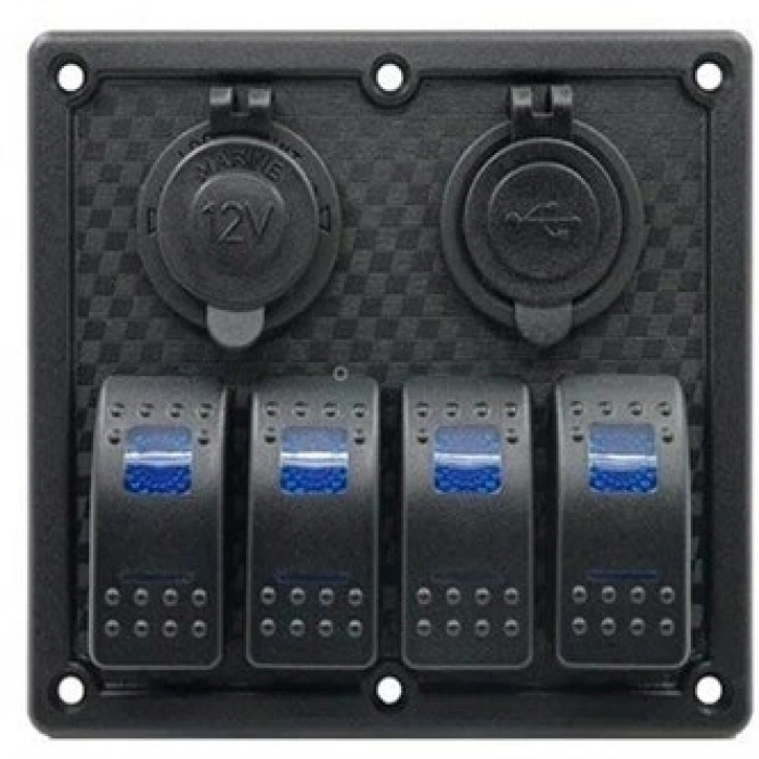 Karavan Paneli USB`li 4`lü Sigortalı