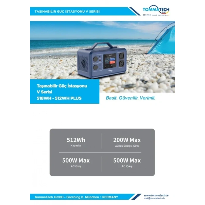 TommaTech 512Wh Taşınabilir Güç Kaynağı