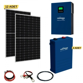 TommaTech 8 kW Hibrit Yüksek kapasiteli 12 PANEL Lityum Akülü Solar Enerji Paketi - II