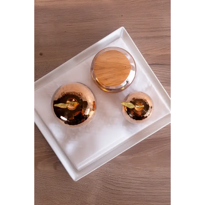 Cuvesta El Yapımı Gold Bakır Şekerlik ve Çerezlik Seti