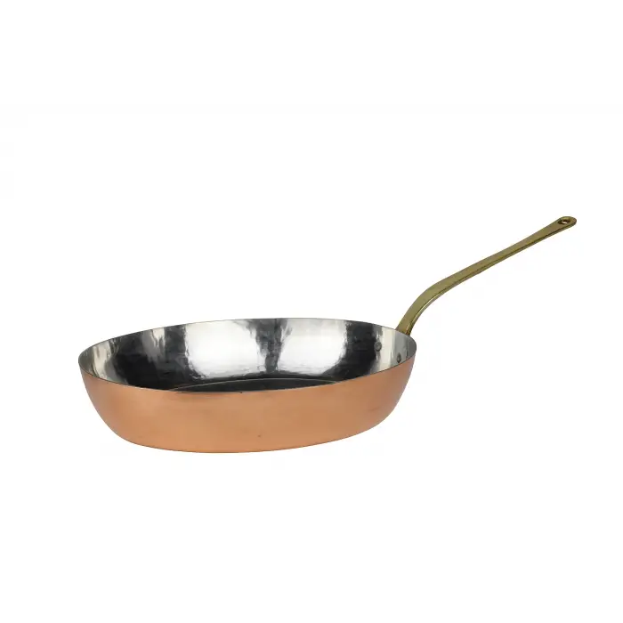 Cuvesta El Yapımı Şef Tipi Modern Bakır Oval Sote Tavası 30x20cm 1.5mm