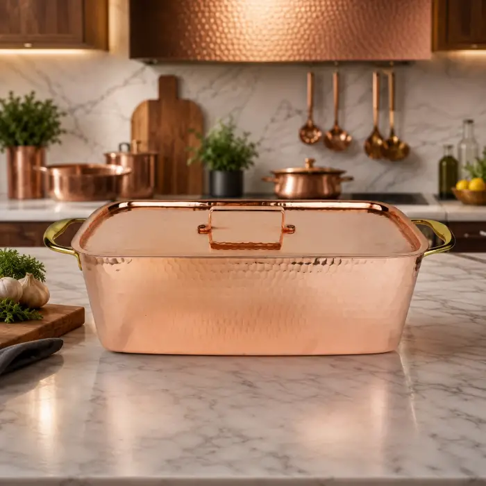 Cuvesta El Yapımı Şef Tipi ve Modern Bakır Balık Kazanı 40×15cm 1.5mm
