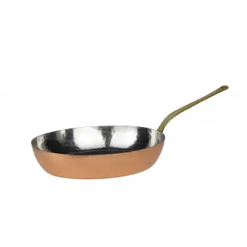 Cuvesta El Yapımı Şef Tipi Modern Bakır Oval Sote Tavası 30x20cm 1.5mm