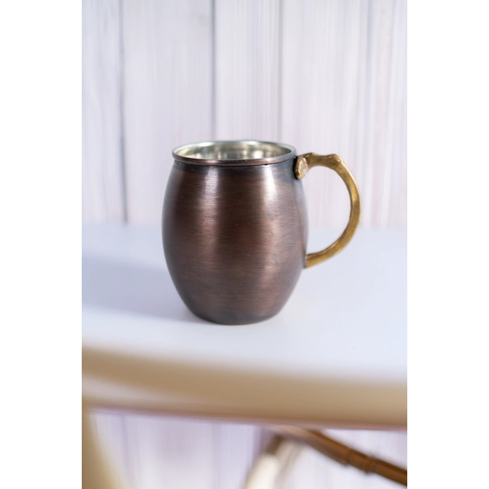 Cuvesta Modern El Yapımı Bakır Bardak Oksit Renk 8x10cm