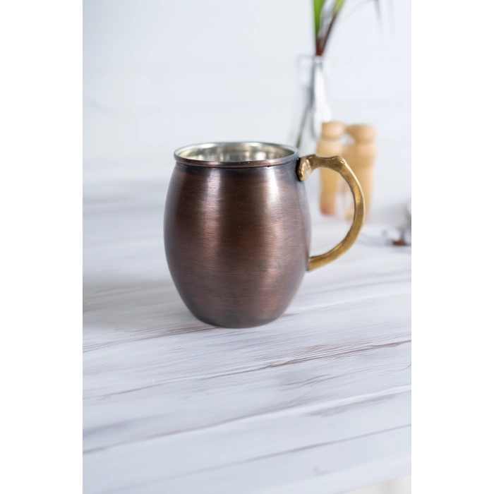 Cuvesta Modern El Yapımı Bakır Bardak Oksit Renk 8x10cm