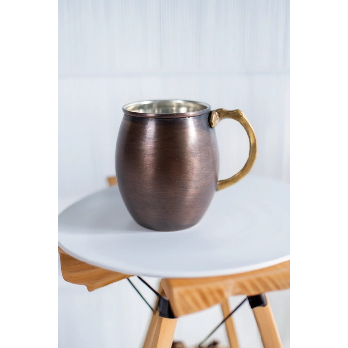 Cuvesta Modern El Yapımı Bakır Bardak Oksit Renk 8x10cm