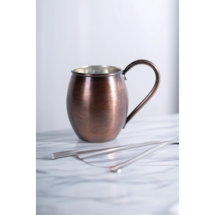 Cuvesta Modern El Yapımı Modern Bakır Bardak Oksit Renk 8x10cm