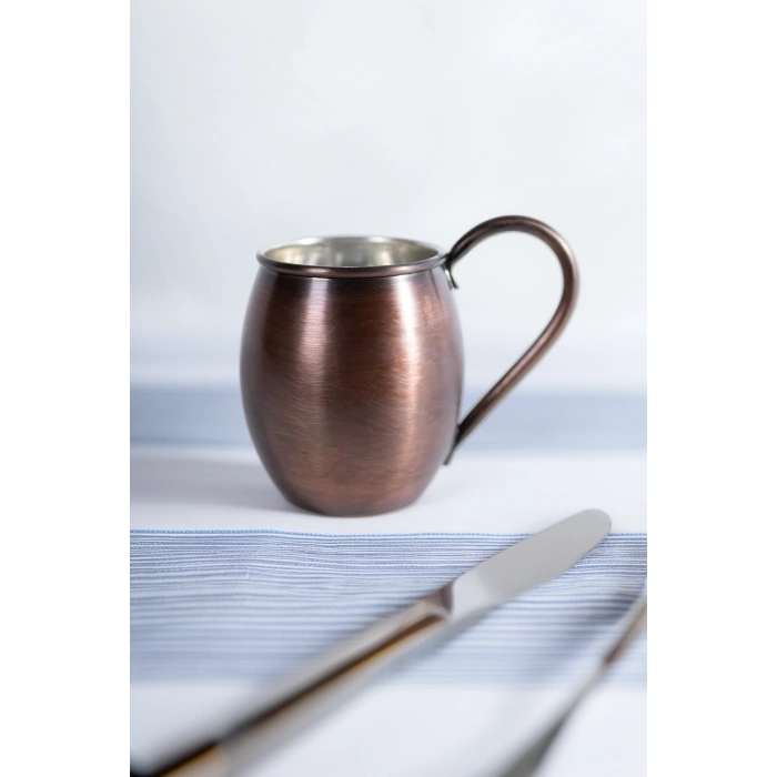 Cuvesta Modern El Yapımı Modern Bakır Bardak Oksit Renk 8x10cm
