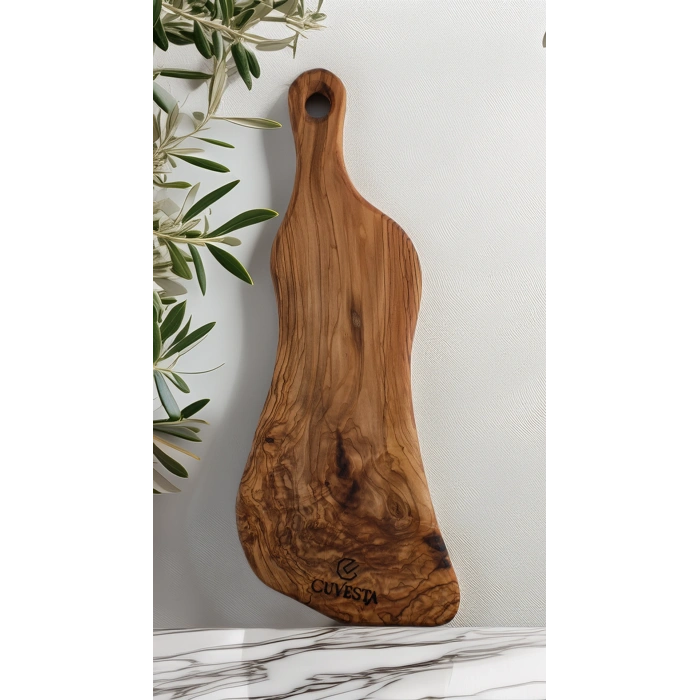 Cuvesta Zeytin Ağacı El Yapımı Saplı Sunum Tahtası 43x17 Cm