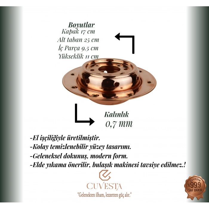 Cuvesta El Yapımı Şef Tipi Bakır Isıtıcı Altlık