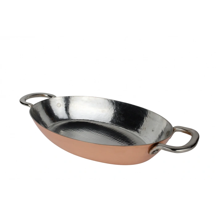 Cuvesta El Yapımı Şef Tipi Bakır Oval Tava 30x20cm