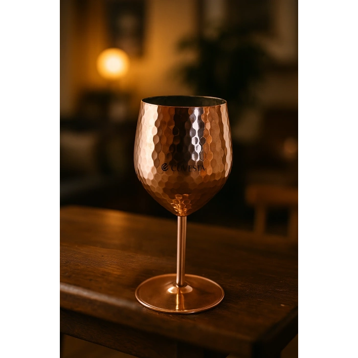 Cuvesta El Yapımı Zarif Bakır Dövme Desenli Kokteyl Bardak 20x8cm