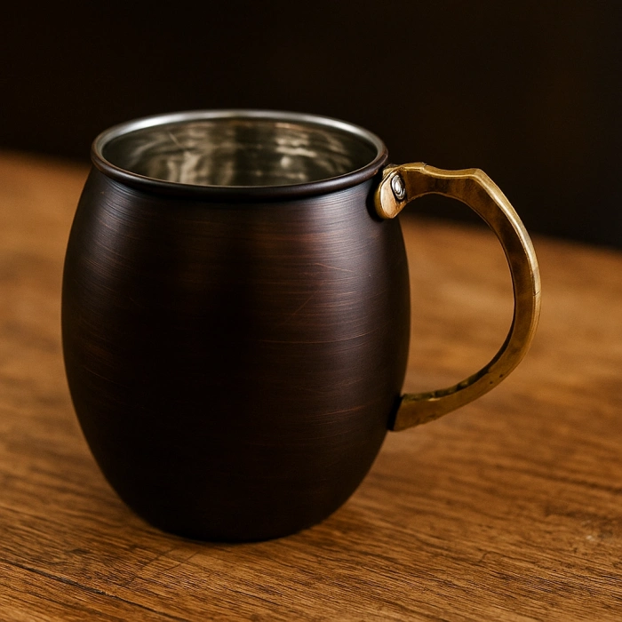 Cuvesta Modern El Yapımı Bakır Bardak Oksit Renk 8x10cm