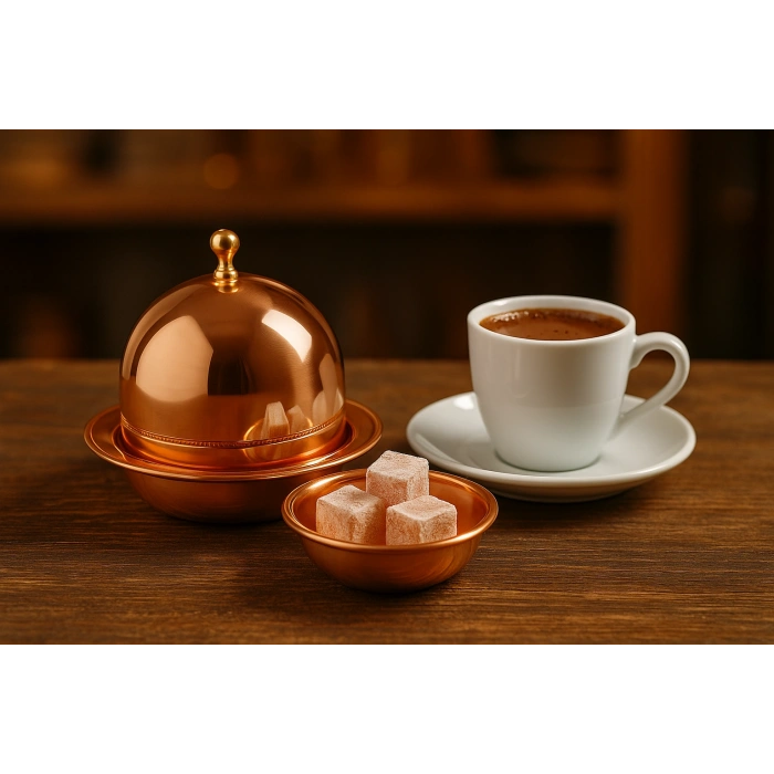 Cuvesta Modern El Yapımı Bakır Lokumluk ve Şekerlik 9×5cm