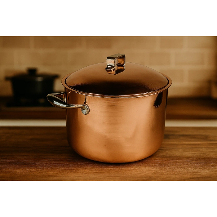 Cuvesta Modern Şef Tipi El Yapımı Bakır Derin Tencere 23×12cm