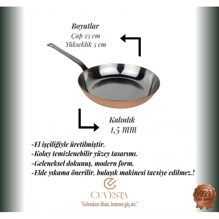 Cuvesta Şef Tipi Modern Bakır Kızartma Tavası 25×5cm
