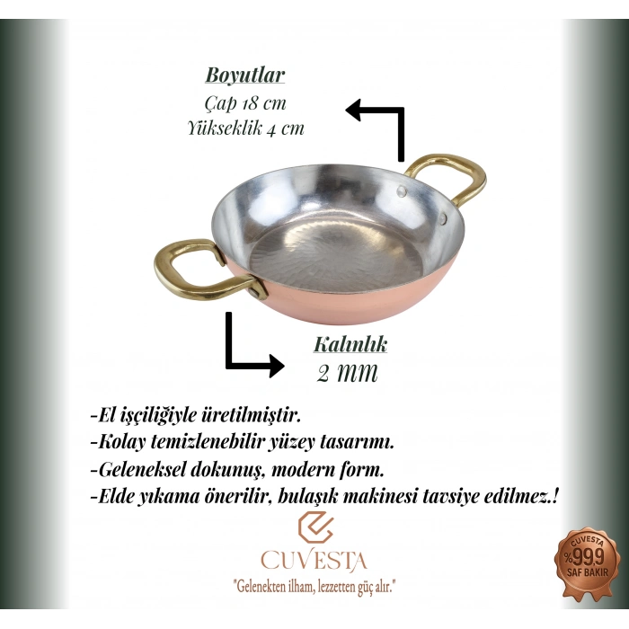 Cuvesta Şef Tipi Modern Bakır Sahan 18cm