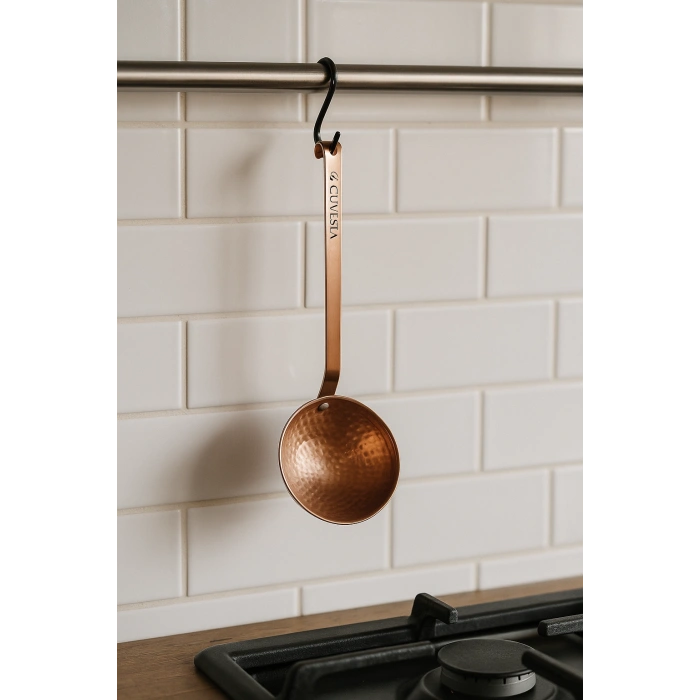 Cuvesta Şef Tipi Modern El Yapımı Bakır Çorba Kepçesi