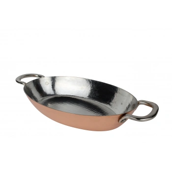 Cuvesta El Yapımı Şef Tipi Bakır Oval Tava 30x20cm