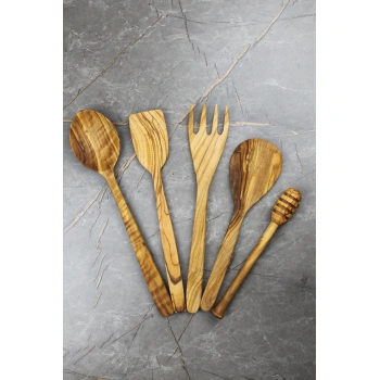 Cuvesta Zeytin Ağacından Kaşık-Spatula Servis Seti
