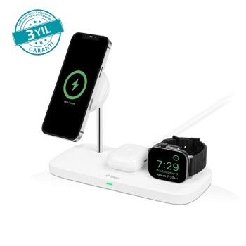 ttec AirCharger Trio Up MagSafe Uyumlu 3ü 1 Arada iPhone + Apple Watch + AirPods Kablosuz Şarj Standı