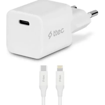 Ttec SmartCharger 20W PD Seyahat Hızlı Şarj Aleti + USB-C - Lightning 150 Cm Kablo Beyaz