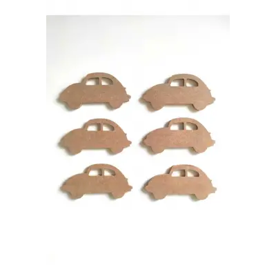 6lı Mini Araba Seti Boyanabilir Ham 3 Mm Mdf