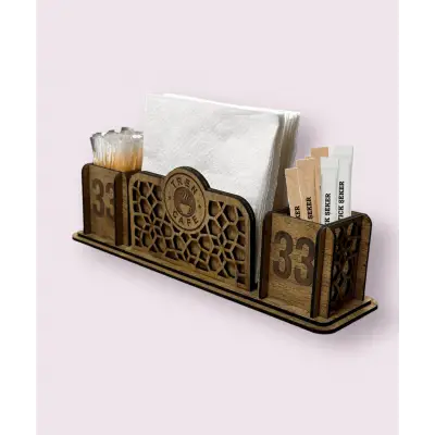 Ahşap Cafe Restaurant ve Oteller için Masa Üstü Peçetelik MDL 6