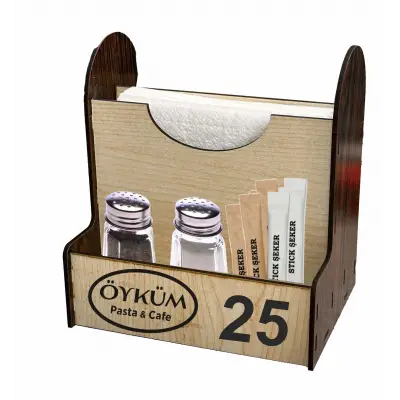 Ahşap Cafe Restaurant ve Oteller için Masa Üstü Peçetelik MDL 7