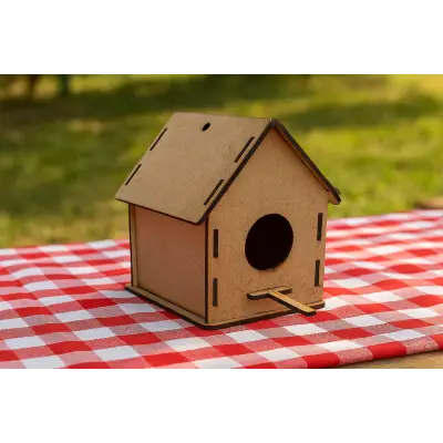 Boyanabilir Ahşap Kuş Evi - 10x10x13 cm | 3 mm Ham Mdf (Demonte)