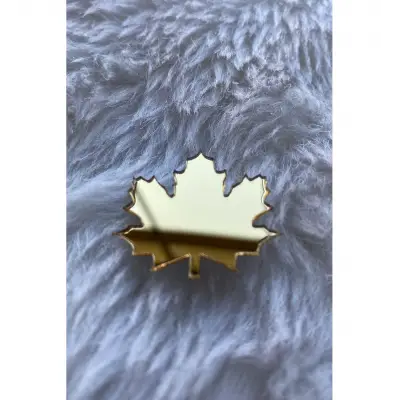 Çınar Yaprakı Ayna Pleksi Etiket 4 Cm