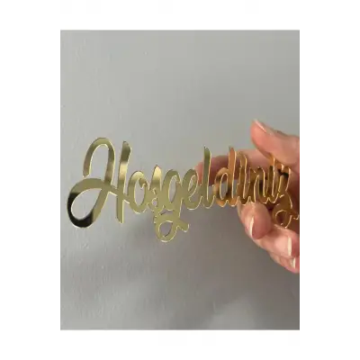 Hoşgeldiniz Pleksi Etiket 1 mm gold & gümüş