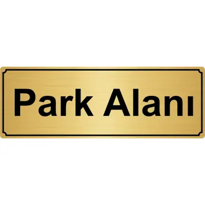Park Alanı Yönlendirme Levhası 7 x 20 cm Altın Renk Metal