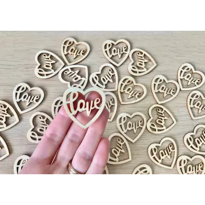 Rustik Love Yazısı 3,5 Cm Lazer Kesim
