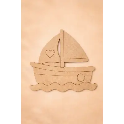 Sevimli Gemi Ahşap Boyama Aktivite Sanat 15 cm x 14 cm