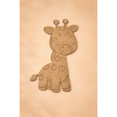Sevimli Zürafa Ahşap Boyama Okul Etkinlik Aktivite 15 cm x 9 cm