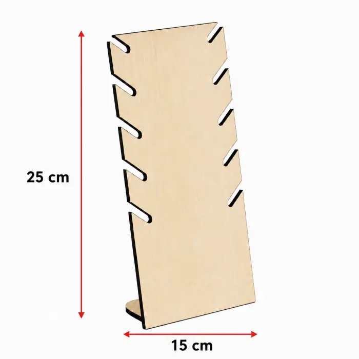 Lazer Kesim Ahşap Kolye Sergileme Standı 25×15 cm  Masaüstü Takı Organizeri