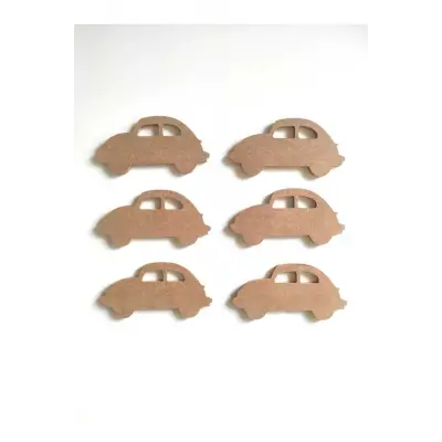 6lı Mini Araba Seti Boyanabilir Ham 3 Mm Mdf
