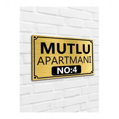 Apartman-site Kapı Isimliği Kapı Tabelası Gold 20x29 Cm