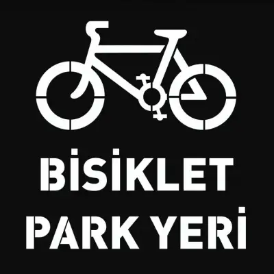 Tek Bisiklet Sembollü Bisiklet Park Yeri Boyama Şablonu 3 mm Ham MDF