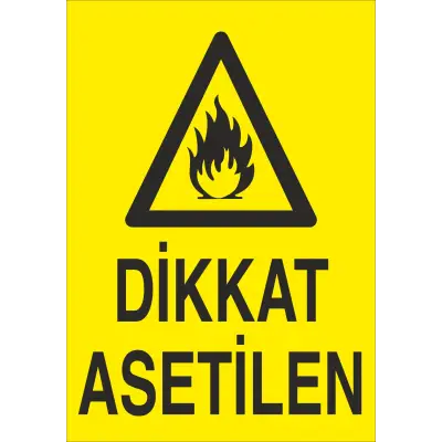 Dikkat Asetilen Levhası
