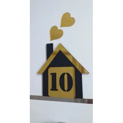 Kişiye Özel Dekoratif Ev Temalı Daire Kapı Numarası Kapı Süsü