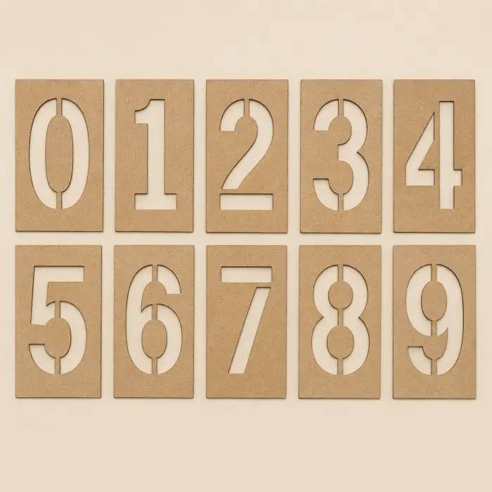 0-9 Rakam Boyama Şablonu Seti | 3 mm Ham MDF