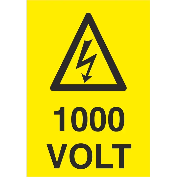 1000 Volt Elektrik Uyarı Levhası