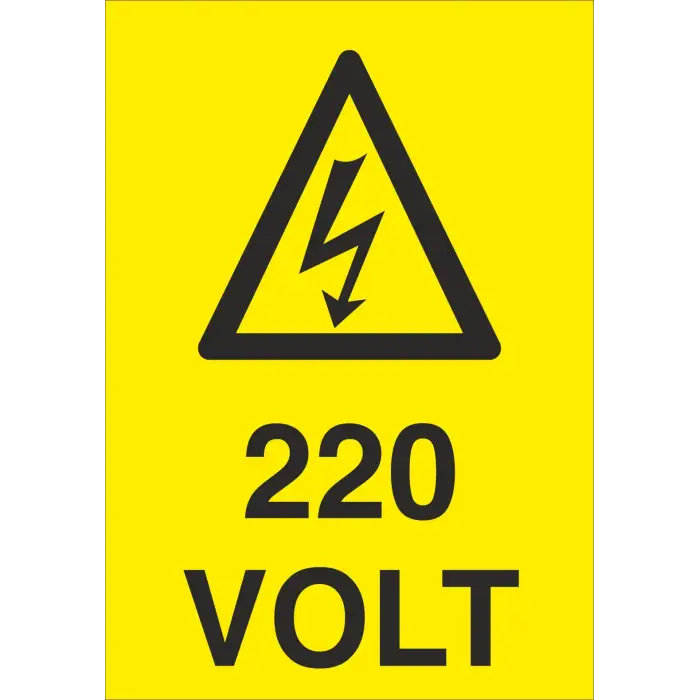 220 Volt Elektrik Uyarı Levhası