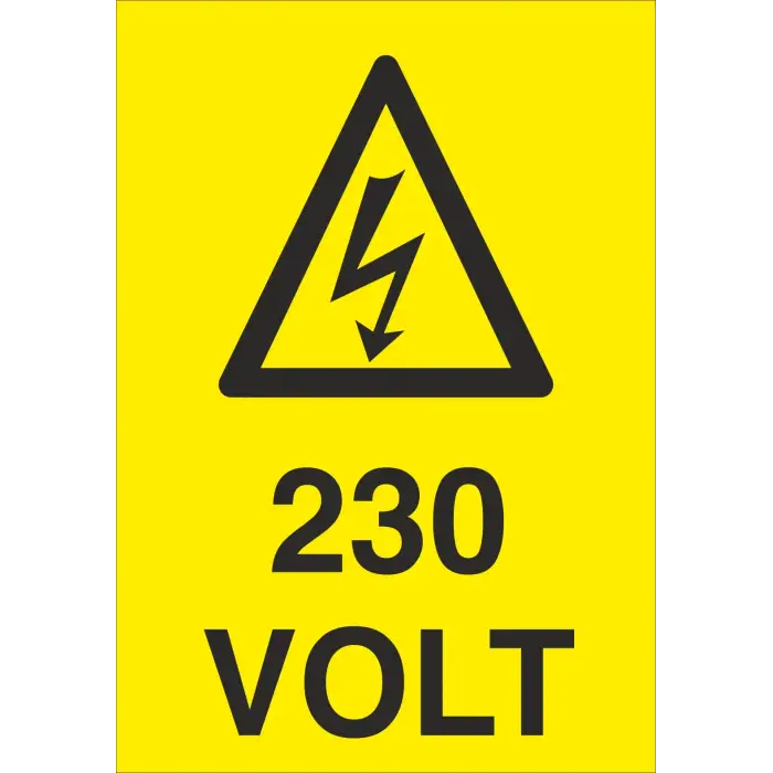 230 Volt Elektrik Uyarı Levhası